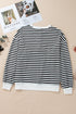 Striped Long Sleeve Button Collared Knit Pullover
