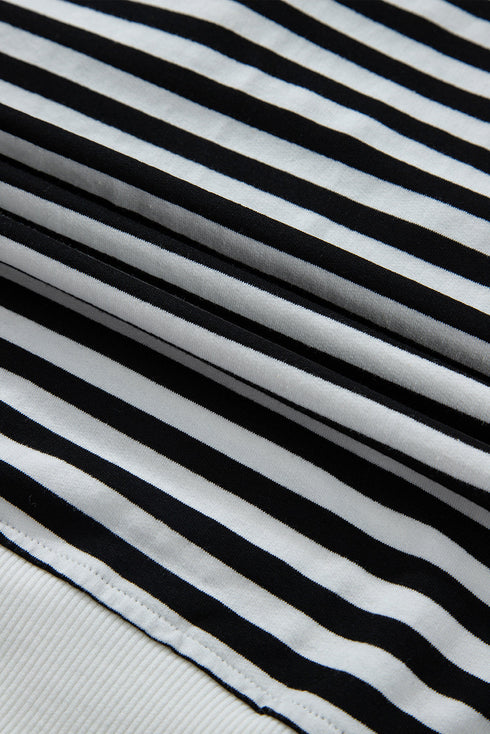 Striped Long Sleeve Button Collared Knit Pullover