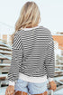 Striped Long Sleeve Button Collared Knit Pullover