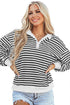 Striped Long Sleeve Button Collared Knit Pullover