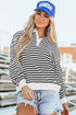 Striped Long Sleeve Button Collared Knit Pullover