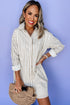 Striped Long Sleeve Button Down Shirt Mini Dress