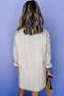 Striped Long Sleeve Button Down Shirt Mini Dress