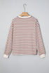 Striped Long Sleeve Button Front Relaxed Fit Henley Top