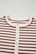 Striped Long Sleeve Button Front Relaxed Fit Henley Top