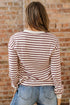 Striped Long Sleeve Button Front Relaxed Fit Henley Top