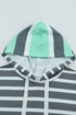 Striped Long Sleeve Drawstring Relaxed Fit Hoodie