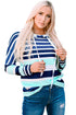 Striped Long Sleeve Drawstring Relaxed Fit Hoodie