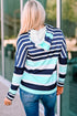 Striped Long Sleeve Drawstring Relaxed Fit Hoodie