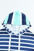 Striped Long Sleeve Drawstring Relaxed Fit Hoodie