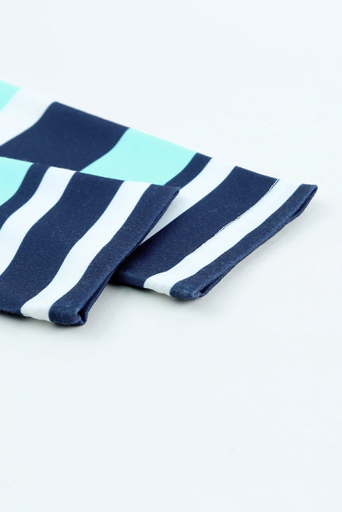 Striped Long Sleeve Drawstring Relaxed Fit Hoodie