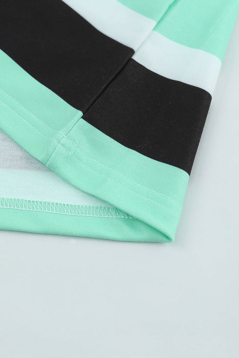 Striped Long Sleeve Drawstring Relaxed Fit Hoodie
