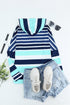 Striped Long Sleeve Drawstring Relaxed Fit Hoodie
