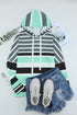 Striped Long Sleeve Drawstring Relaxed Fit Hoodie