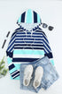 Striped Long Sleeve Drawstring Relaxed Fit Hoodie