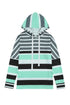 Striped Long Sleeve Drawstring Relaxed Fit Hoodie