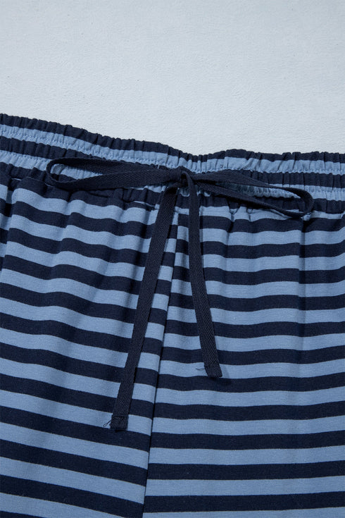 Striped Long Sleeve Drawstring Waist Coordinated Pant Set