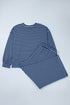 Striped Long Sleeve Drawstring Waist Coordinated Pant Set