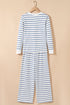 Striped Long Sleeve Drawstring Wide Leg Pant Set