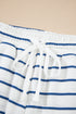 Striped Long Sleeve Drawstring Wide Leg Pant Set