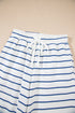 Striped Long Sleeve Drawstring Wide Leg Pant Set