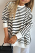 Striped Long Sleeve Raglan Split Hem Pullover Sweatshirt