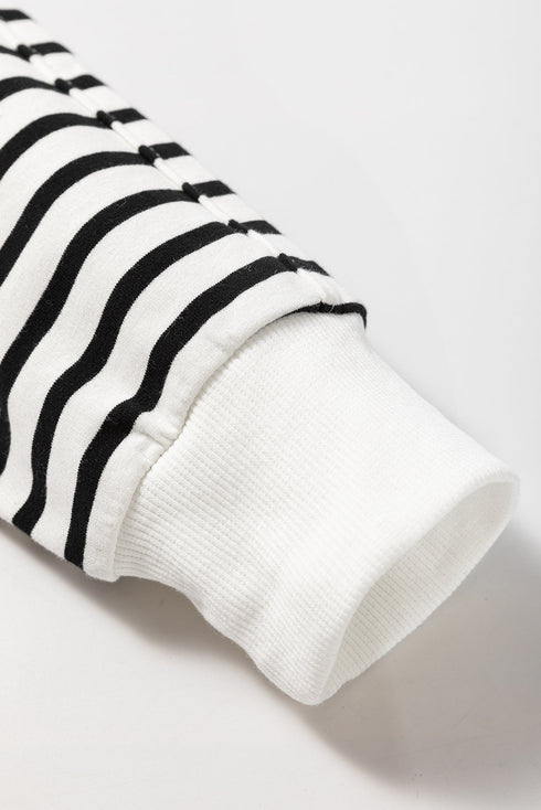 Striped Long Sleeve Raglan Split Hem Pullover Sweatshirt