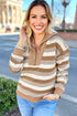Striped Long Sleeve Relaxed Quarter Zip Pullover