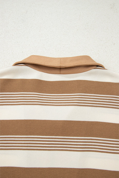 Striped Long Sleeve Relaxed Quarter Zip Pullover