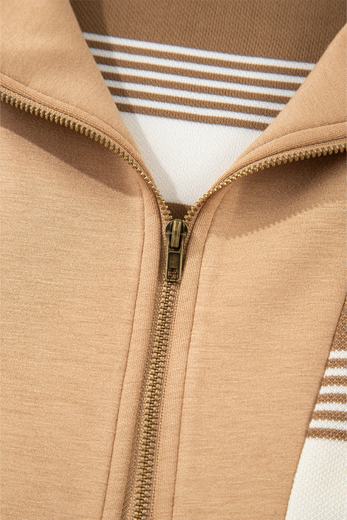 Striped Long Sleeve Relaxed Quarter Zip Pullover