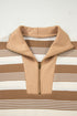 Striped Long Sleeve Relaxed Quarter Zip Pullover