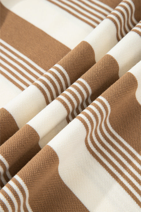 Striped Long Sleeve Relaxed Quarter Zip Pullover