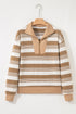 Striped Long Sleeve Relaxed Quarter Zip Pullover