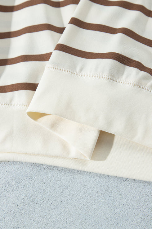 Striped Long Sleeve Relaxed Top Drawstring Pant Set