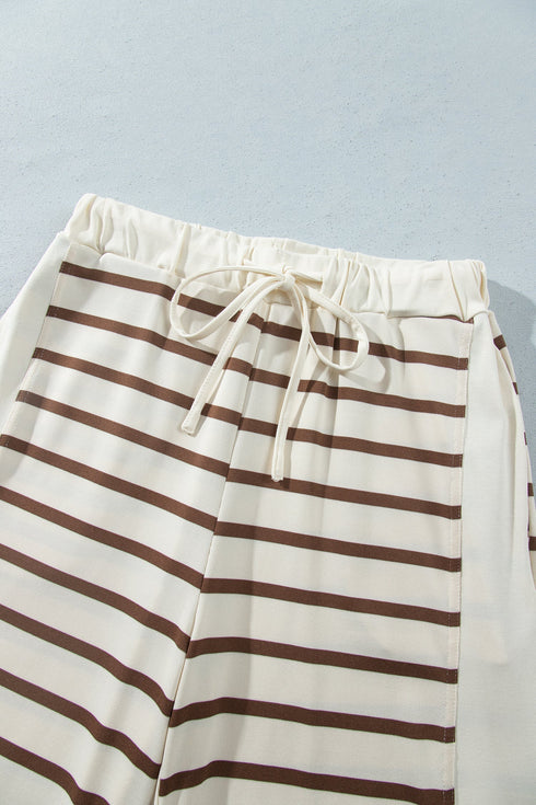 Striped Long Sleeve Relaxed Top Drawstring Pant Set
