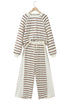 Striped Long Sleeve Relaxed Top Drawstring Pant Set