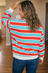 Striped Long Sleeve Round Neck Tunic Sweatshirt