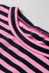 Striped Long Sleeve Top Drawstring Cotton Blend Pants Set