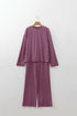 Striped Long Sleeve Top Drawstring Cotton Blend Pants Set