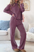 Striped Long Sleeve Top Drawstring Cotton Blend Pants Set