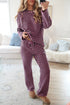 Striped Long Sleeve Top Drawstring Cotton Blend Pants Set