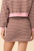 Striped Long Sleeve Top Drawstring Waist Mini Skort Set