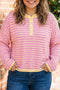 Striped Long Sleeve V Neck Shift Sweater