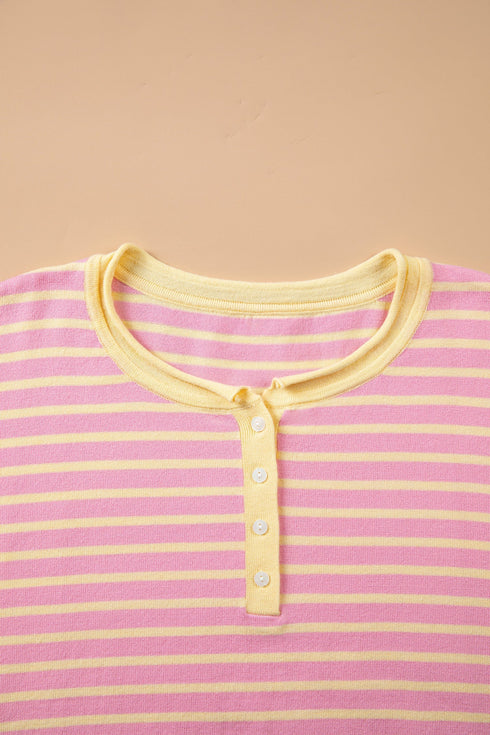 Striped Long Sleeve V Neck Shift Sweater