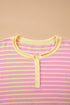 Striped Long Sleeve V Neck Shift Sweater