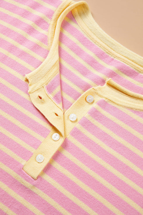 Striped Long Sleeve V Neck Shift Sweater