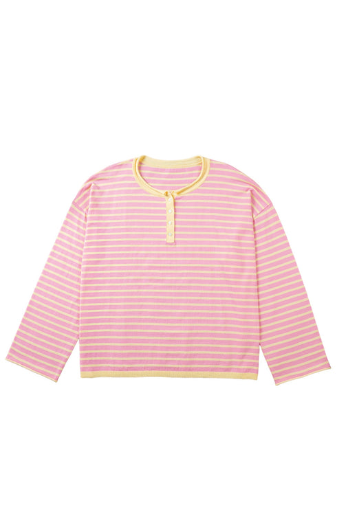 Striped Long Sleeve V Neck Shift Sweater