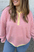 Striped Long Sleeve V Neck Shift Sweater