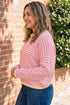 Striped Long Sleeve V Neck Shift Sweater