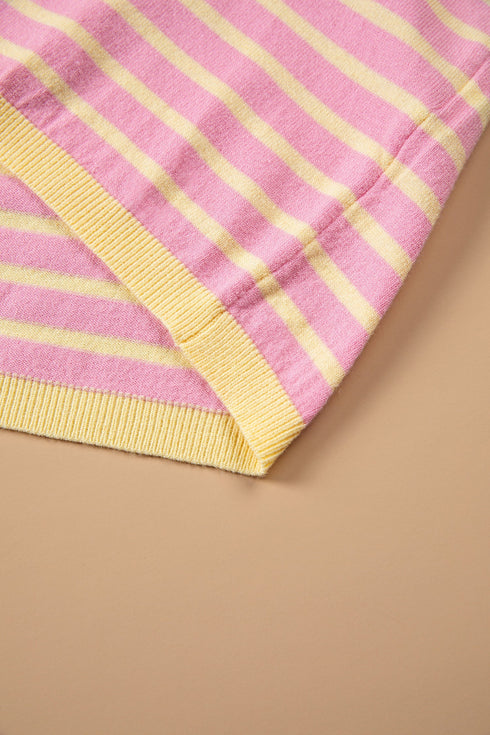 Striped Long Sleeve V Neck Shift Sweater